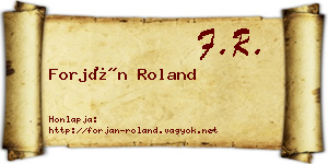 Forján Roland névjegykártya